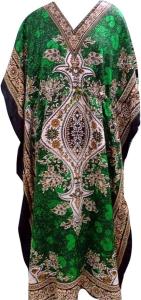 Women's Green Maxi Kaftan Kimono Dress