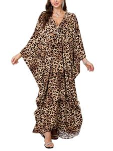 Plus Size Leopard Print Kaftan Beach Dress