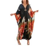 Elegant Black Floral Kaftan for Women 4XL