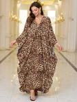 Plus Size Leopard Print Kaftan Beach Dress