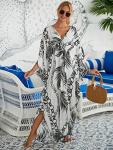 Black and White Lightweight Kaftan Dress for Women