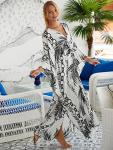 Black and White Lightweight Kaftan Dress for Women