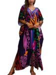 Plus Size Dark Purple Kaftan Beach Cover-Up Dress