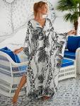 Black and White Lightweight Kaftan Dress for Women