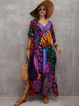 Plus Size Dark Purple Kaftan Beach Cover-Up Dress