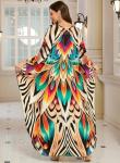 Plus Size Floral Print V-Neck Kaftan Dress
