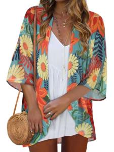 Colorful Gardens Women's Kaftan Kimono Top