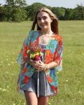 Colorful Gardens Women's Kaftan Kimono Top