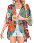 Colorful Gardens Women's Kaftan Kimono Top