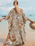 Plus Size Animal Print V-Neck Batwing Kaftan