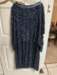 XL Blue Sequin 90s Bell Sleeve Kaftan Dress