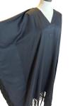 Black Fringed Retro V-Neck Kaftan for Women