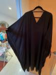 Black Fringed Retro V-Neck Kaftan for Women