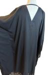 Black Fringed Retro V-Neck Kaftan for Women