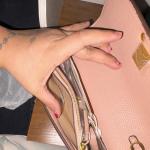Pink Textured Shoulder Bag with Gold Hardware