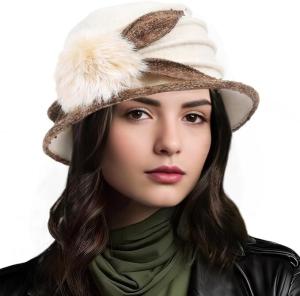 Vintage Floral Wool Kaftan Bucket Hat for Women