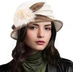 Vintage Floral Wool Kaftan Bucket Hat for Women