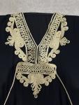 Moroccan Kaftan Dress with Black and Gold Embroidery