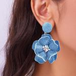 Blue Floral Dangle Earrings - Boho Style Jewelry