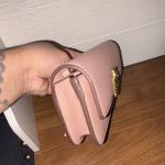 Pink Textured Shoulder Bag with Gold Hardware
