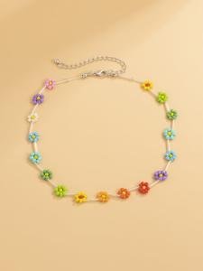 Colorful Beaded Flower Necklace for Women and Girls