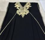 Moroccan Kaftan Dress with Black and Gold Embroidery