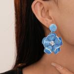Blue Floral Dangle Earrings - Boho Style Jewelry
