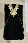 Moroccan Kaftan Dress with Black and Gold Embroidery