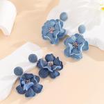 Blue Floral Dangle Earrings - Boho Style Jewelry