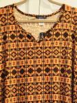 Kente Print Kaftan Dress in Brown Red Yellow