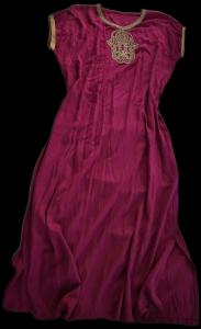 Magenta Moroccan Kaftan with Gold Hamsa Design