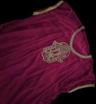 Magenta Moroccan Kaftan with Gold Hamsa Design