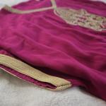Magenta Moroccan Kaftan with Gold Hamsa Design