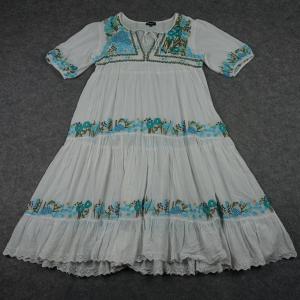 White Floral Embroidered Midi Kaftan Dress