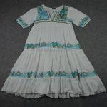 White Floral Embroidered Midi Kaftan Dress