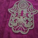 Magenta Moroccan Kaftan with Gold Hamsa Design