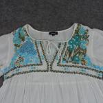 White Floral Embroidered Midi Kaftan Dress