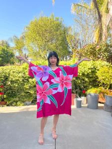 Pink Midi Batwing Kaftan Dress for Women