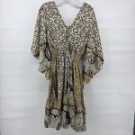 Bohemian Midi Kaftan Dress in Gold Beige