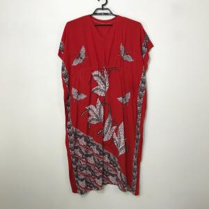 Vintage Butterfly Kaftan Dress in Red