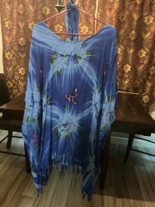 Plus Size Blue Tie Dye Kaftan with Scarf