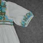 White Floral Embroidered Midi Kaftan Dress