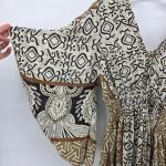 Bohemian Midi Kaftan Dress in Gold Beige