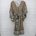 Bohemian Midi Kaftan Dress in Gold Beige