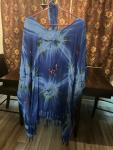 Plus Size Blue Tie Dye Kaftan with Scarf