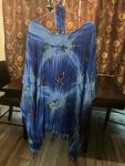 Plus Size Blue Tie Dye Kaftan with Scarf