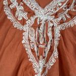 Orange White Ethnic Boho Kaftan Dress for Women