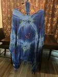 Plus Size Blue Tie Dye Kaftan with Scarf