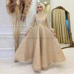 Glittering Floor Length Puff Sleeve Kaftan Dress