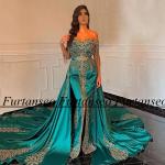 Customized Green Mermaid Kaftan Evening Dress